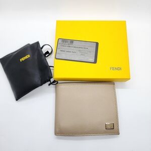 FENDI Taupe Bifold Leather Wallet| Men's Wallet